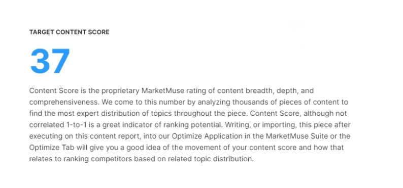 MarketMuse Content Score explanation